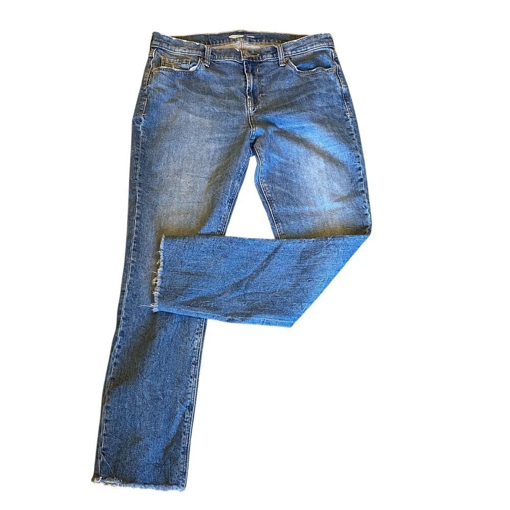 Old Navy Boyfriend Jeans Sz 10‎ Blue Raw Edge Hem #69Q